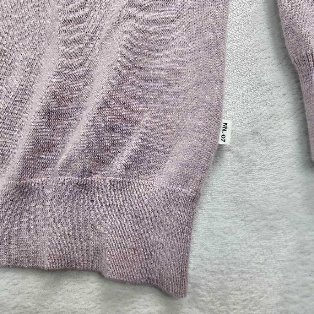 NN07 Sweater Mens L 100% Merino Wool Crewneck Knit Pullover Lilac Lavender - Picture 3 of 8